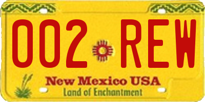 NM license plate 002REW