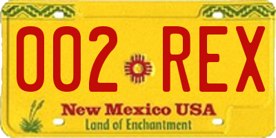 NM license plate 002REX