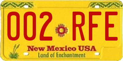 NM license plate 002RFE