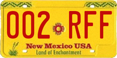 NM license plate 002RFF