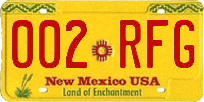 NM license plate 002RFG