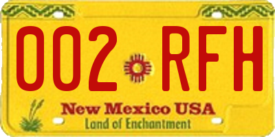 NM license plate 002RFH