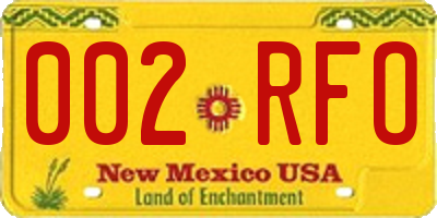 NM license plate 002RFO