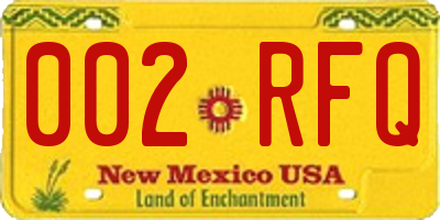 NM license plate 002RFQ