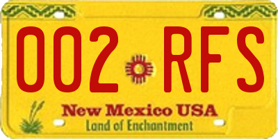 NM license plate 002RFS