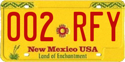 NM license plate 002RFY