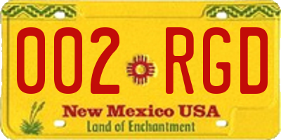 NM license plate 002RGD