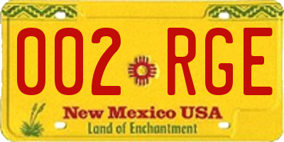NM license plate 002RGE
