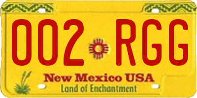 NM license plate 002RGG