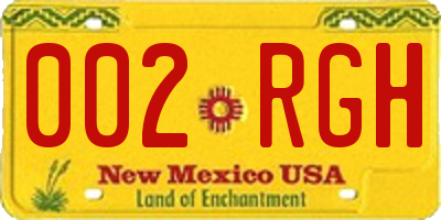NM license plate 002RGH
