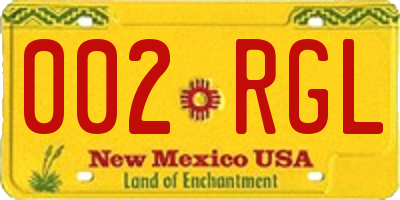 NM license plate 002RGL