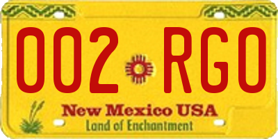 NM license plate 002RGO