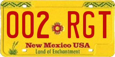 NM license plate 002RGT