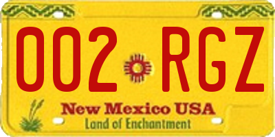 NM license plate 002RGZ