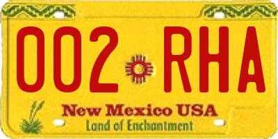 NM license plate 002RHA