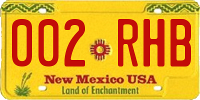 NM license plate 002RHB