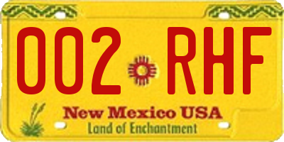 NM license plate 002RHF