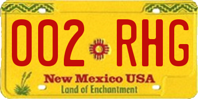 NM license plate 002RHG