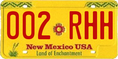 NM license plate 002RHH