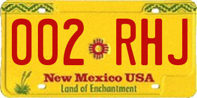 NM license plate 002RHJ