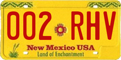 NM license plate 002RHV
