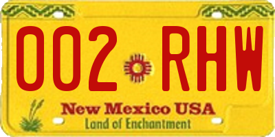 NM license plate 002RHW