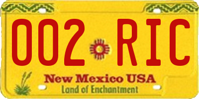 NM license plate 002RIC