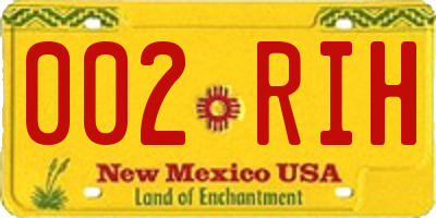 NM license plate 002RIH