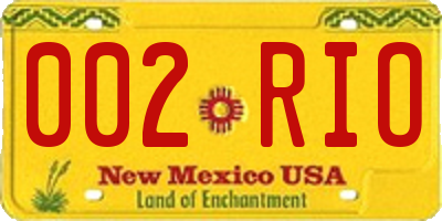 NM license plate 002RIO