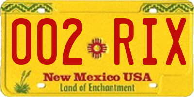 NM license plate 002RIX