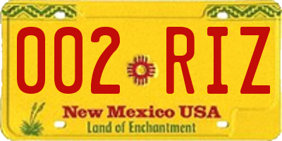 NM license plate 002RIZ