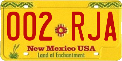 NM license plate 002RJA