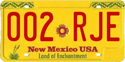 NM license plate 002RJE