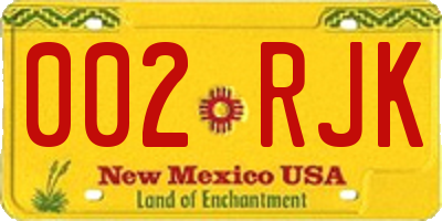 NM license plate 002RJK