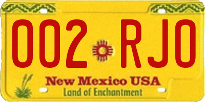 NM license plate 002RJO