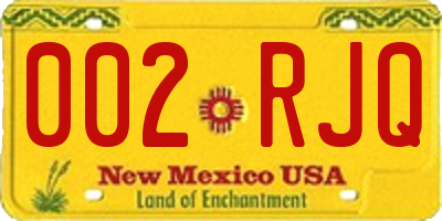 NM license plate 002RJQ