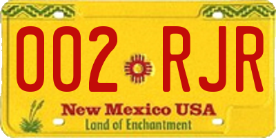 NM license plate 002RJR