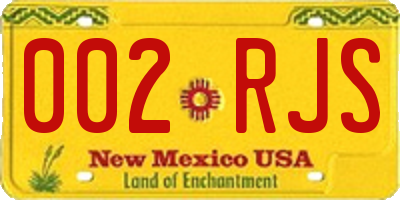 NM license plate 002RJS