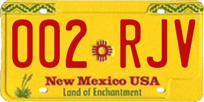 NM license plate 002RJV