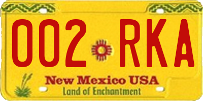 NM license plate 002RKA