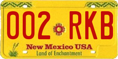 NM license plate 002RKB