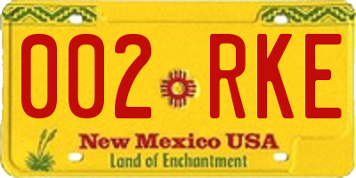 NM license plate 002RKE