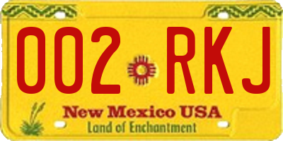 NM license plate 002RKJ