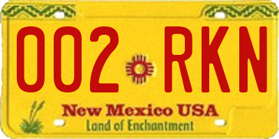 NM license plate 002RKN