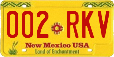 NM license plate 002RKV
