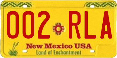NM license plate 002RLA