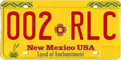 NM license plate 002RLC