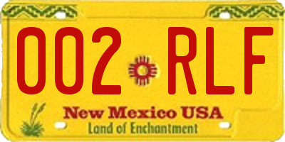 NM license plate 002RLF