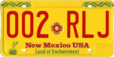 NM license plate 002RLJ