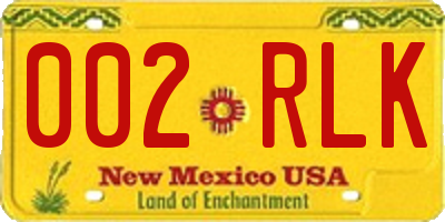 NM license plate 002RLK